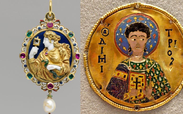 Ancient enamel jewelry pieces
