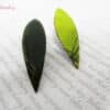 Green enamel leaf earrings