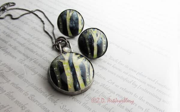 Trees cloisonne jewellery set