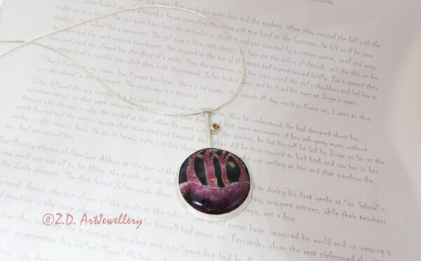 Purple forest enamel pendant